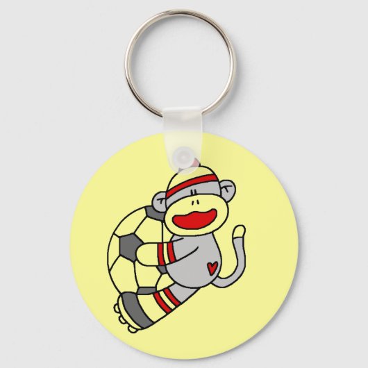 Sock Monkey Soccer Tshirts en Gifts Sleutelhanger (Voorkant)