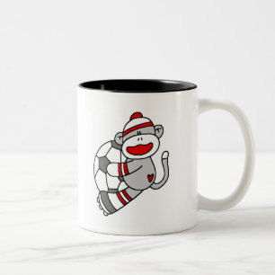 Sock Monkey Soccer Tweekleurige Koffiemok