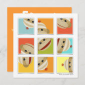 Sock Monkey Socks Blocks Square Invitation Kaart (Voorkant / Achterkant)