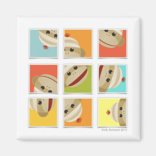 Sock Monkey Socks Blocks van Kelly Schwark Magneet