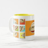 Sock Monkey Socks Blocks van Kelly Schwark Tweekleurige Koffiemok (Voorkant links)