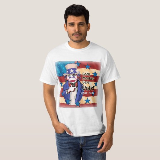 Sock Monkey Stemming T-shirt (Voorkant volledig)