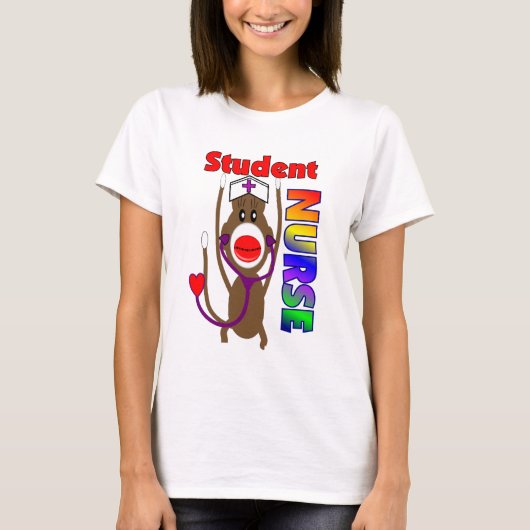 Sock Monkey Student Nurse T-shirt (Voorkant)