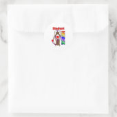 Sock Monkey Student Verpleegkundige Ronde Sticker (Tas)