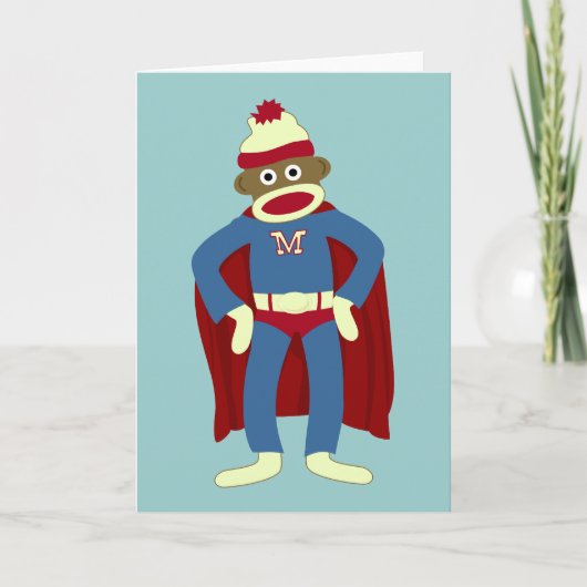Sock Monkey Superheld Kaart (Voorkant)