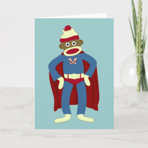 Sock Monkey Superheld Kaart
