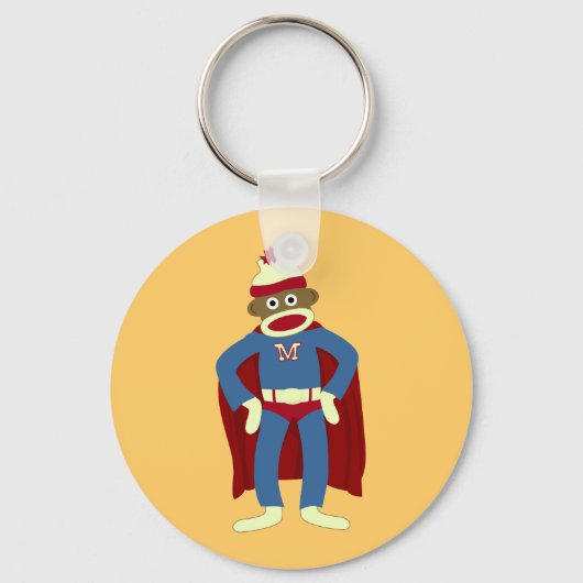 Sock Monkey Superheld Sleutelhanger (Voorkant)