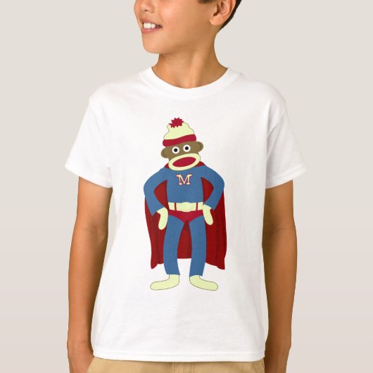 Sock Monkey Superheld T-shirt (Voorkant)
