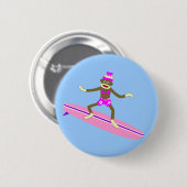 Sock Monkey Surfer Girl Ronde Button 5,7 Cm (Voorkant /achterkant)