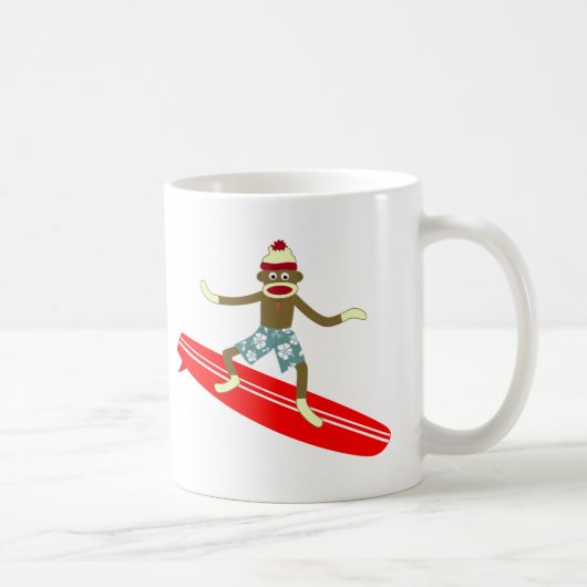 Sock Monkey Surfer Koffiemok (Rechts)