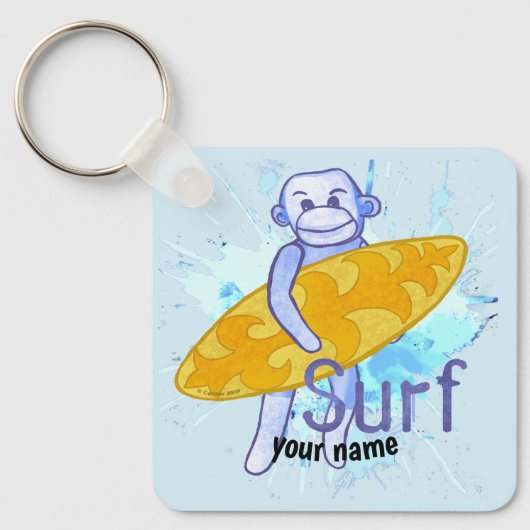 Sock Monkey Surfer sleutelhanger (Voorkant)