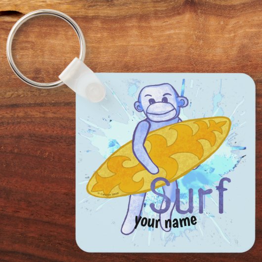 Sock Monkey Surfer sleutelhanger (Voorkant)