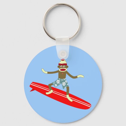 Sock Monkey Surfer Sleutelhanger (Voorkant)