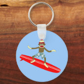 Sock Monkey Surfer Sleutelhanger (Voorkant)