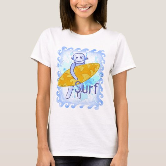 Sock Monkey Surfer T-Shirt (Voorkant)