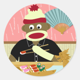 Sock Monkey Sushi Ronde Sticker