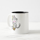 Sock Monkey Swinging Tweekleurige Koffiemok (Voorkant links)