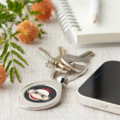 Sock Monkey Swirl Metal Sleutelhanger (Zijkant)
