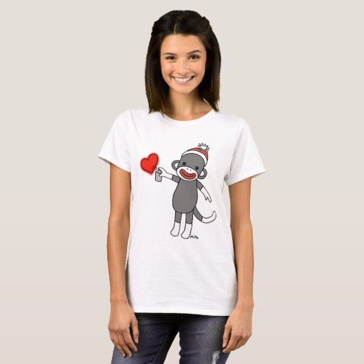 Sock Monkey T-shirt Cute Sock Monkey Graphic t-shi (Voorkant volledig)
