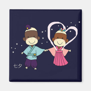 Sock Monkey Tanabata Magnet (Square)
