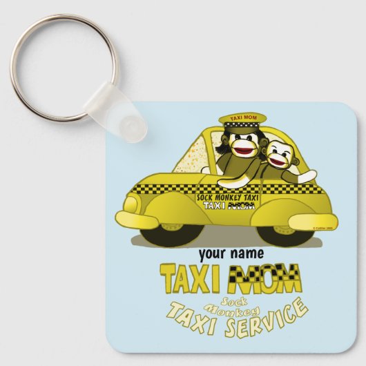 Sock Monkey Taxi mama Sleutelhanger (Voorkant)