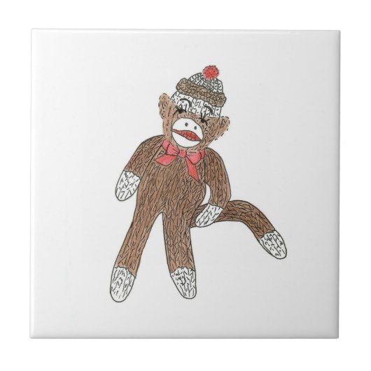 Sock Monkey-tegel Tegeltje (Voorkant)