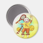 Sock Monkey Tennis magneet (Voorkant / Achterkant)
