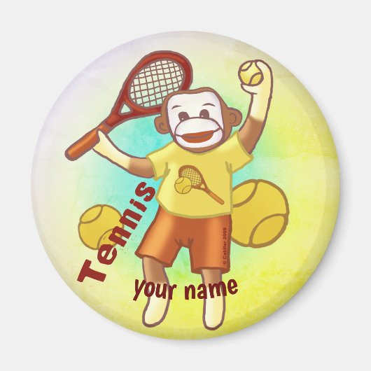 Sock Monkey Tennis magneet (Voorkant)