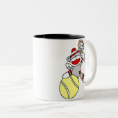Sock Monkey Tennis Tweekleurige Koffiemok (Voorkant rechts)