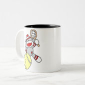 Sock Monkey Tennis Tweekleurige Koffiemok (Voorkant links)