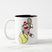 Sock Monkey Tennis Tweekleurige Koffiemok (Links)