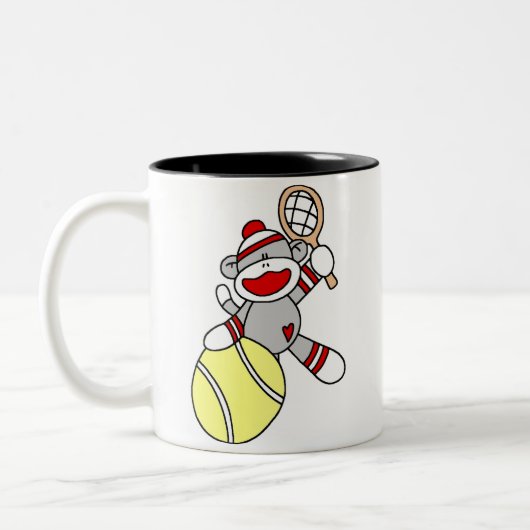 Sock Monkey Tennis Tweekleurige Koffiemok (Links)