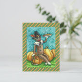 SOCK MONKEY THANKSGIVING EN PUMPKIN PIE FEESTDAGENKAART (Staand voorkant)