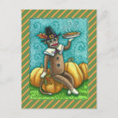SOCK MONKEY THANKSGIVING EN PUMPKIN PIE FEESTDAGENKAART (Voorkant)