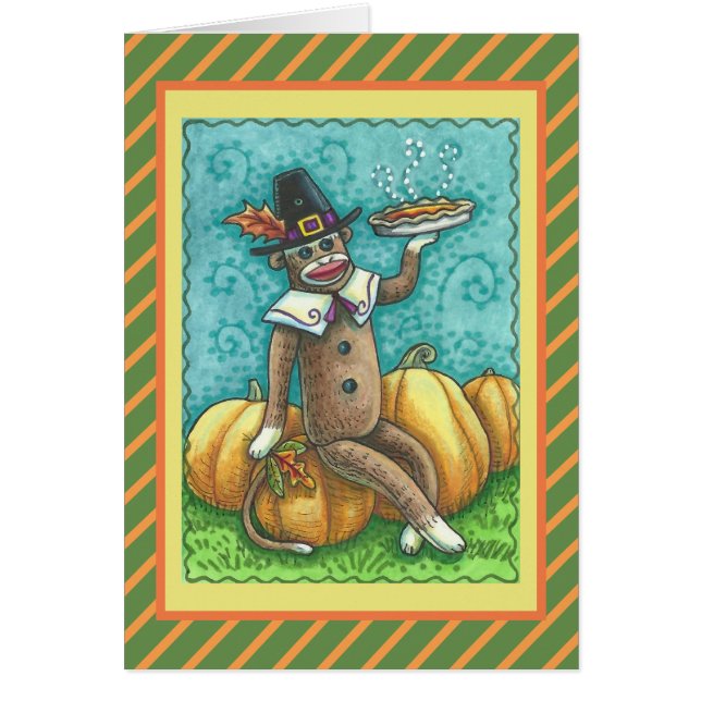 SOCK MONKEY THANKSGIVING WENSKAART Verse (Voorkant)