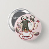 Sock Monkey Theepot pin knop Ronde Button 5,7 Cm (Voorkant /achterkant)