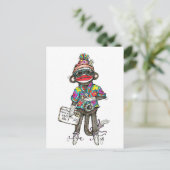 Sock Monkey Tourist Briefkaart (Staand voorkant)
