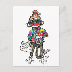 Sock Monkey Tourist Briefkaart