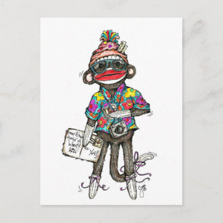 Sock Monkey Tourist Briefkaart