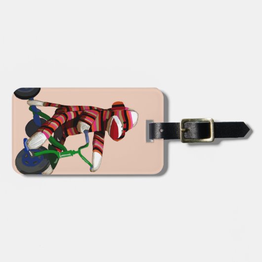 Sock Monkey Tricycle Bagagelabel (Voorkant horizontaal)