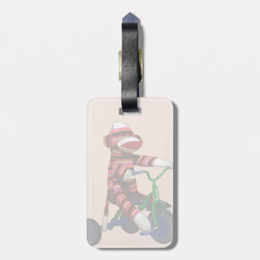 Sock Monkey Tricycle Bagagelabel (Achterkant verticaal)