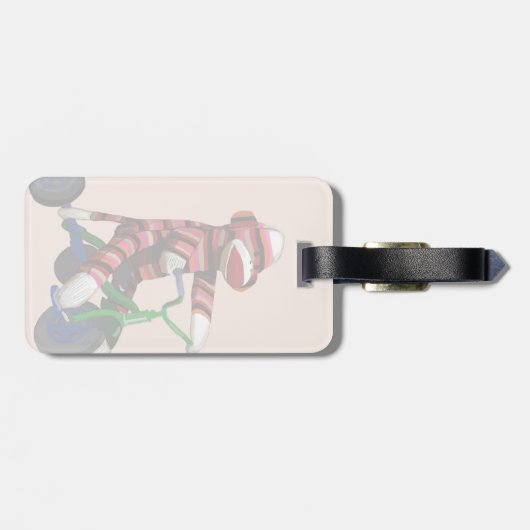 Sock Monkey Tricycle Bagagelabel (Achterkant horizontaal)