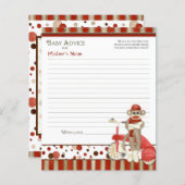 Sock Monkey, Tricycle, Boy Baby shower Advice (Voorkant / Achterkant)