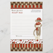Sock Monkey, Tricycle, Boy Baby shower Advice (Voorkant)
