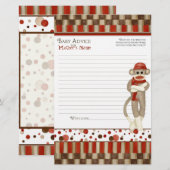 Sock Monkey, Tricycle, Boy Baby shower Advice (Voorkant / Achterkant)