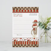 Sock Monkey, Tricycle, Boy Baby shower Advice (Staand voorkant)