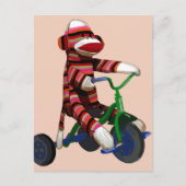 Sock Monkey Tricycle Briefkaart (Voorkant)