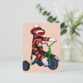 Sock Monkey Tricycle Briefkaart (Staand voorkant)