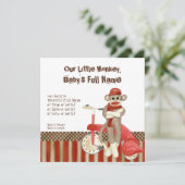 Sock Monkey, Tricycle, Jongen Aankondiging (Staand voorkant)