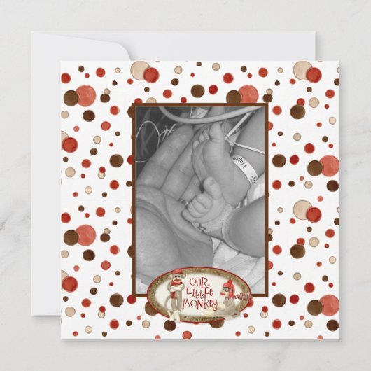 Sock Monkey, Tricycle, Jongen Aankondiging (Achterkant)